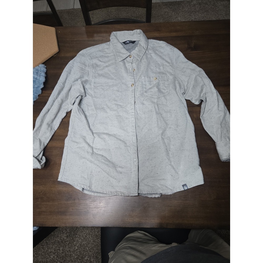 The North Face Womens Large Button Down Long Sleeve Shirt Gray Heather